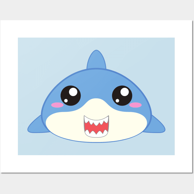 Cute blue shark Wall Art by HR-the-Chemist